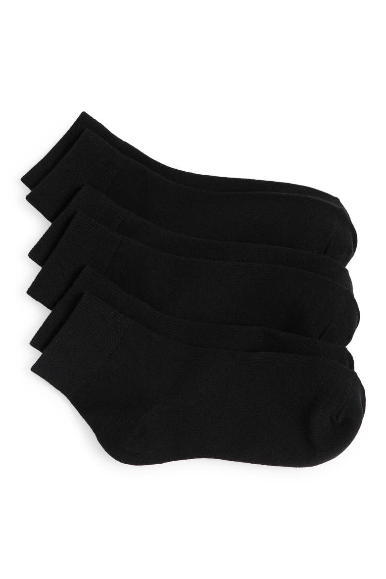 3-Pack Everyday Quarter Socks, Main, color, BLACK