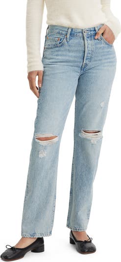 Levi s 501 Ripped High Waist Straight Leg Jeans Nordstrom