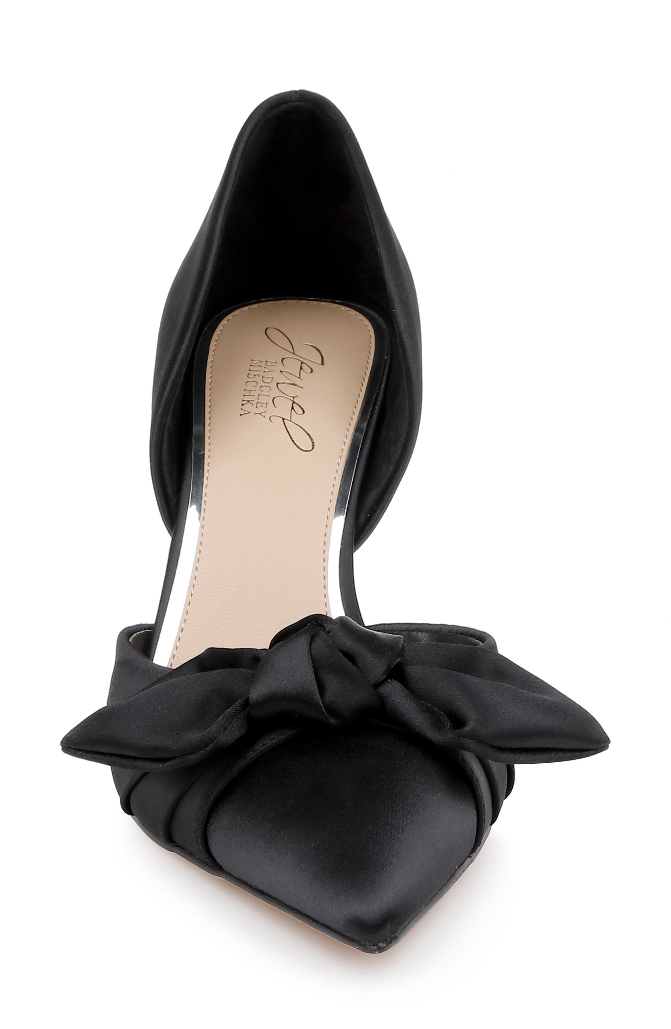 Jewel Badgley Mischka Emelia d'Orsay Pointed Toe Pump, Alternate, color, Black Satin