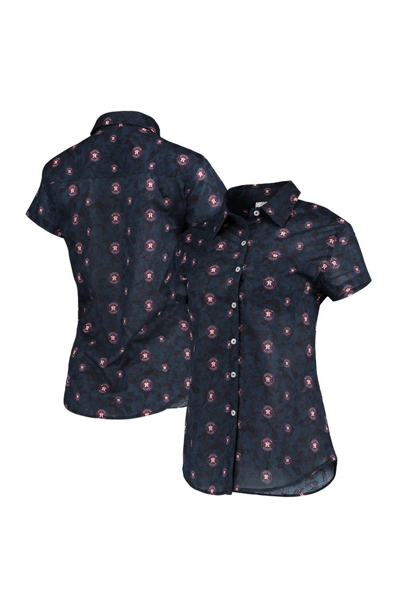 FOCO Women's FOCO Navy Houston Astros Floral Button Up Shirt, Main, color, Navy