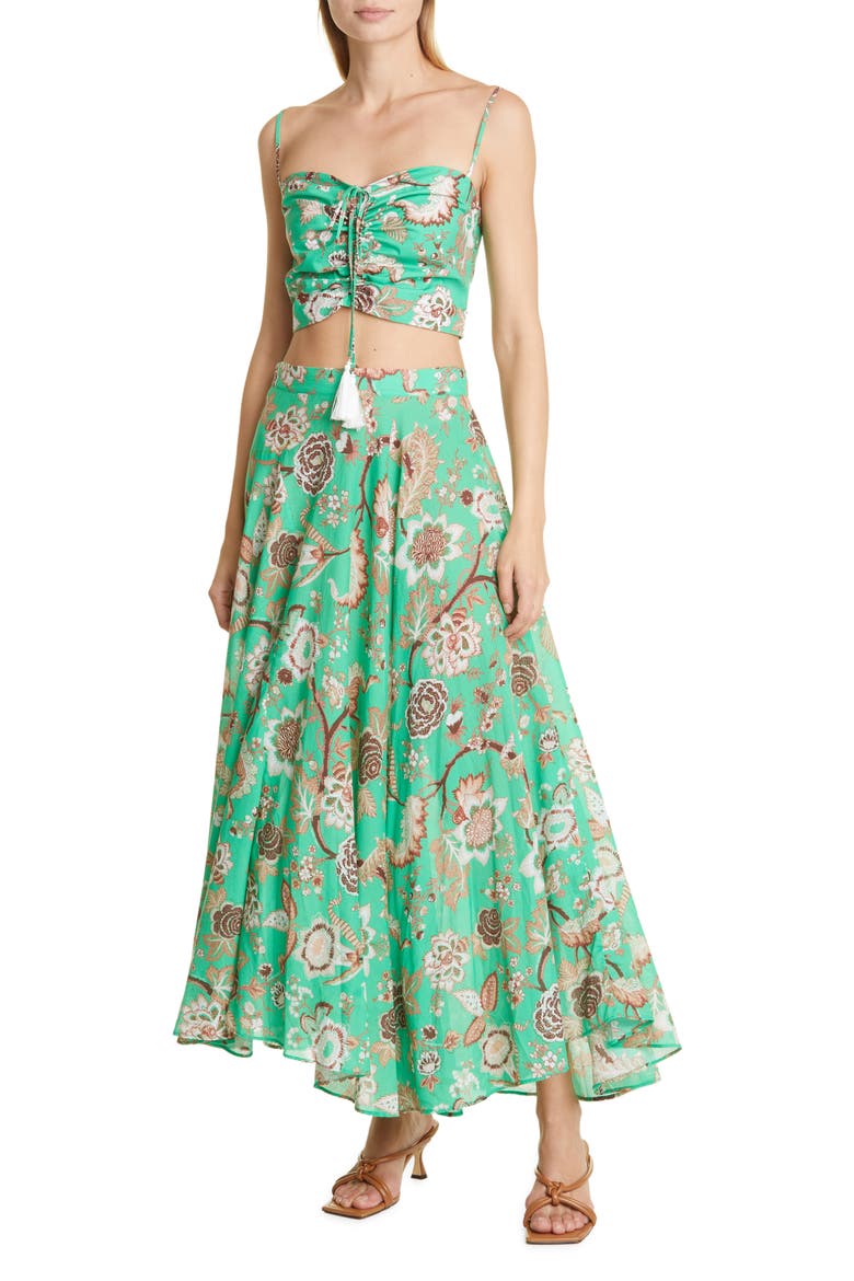 Aquinnah Floral Print Cotton Skirt, Alternate, color, JACOBEAN MINT