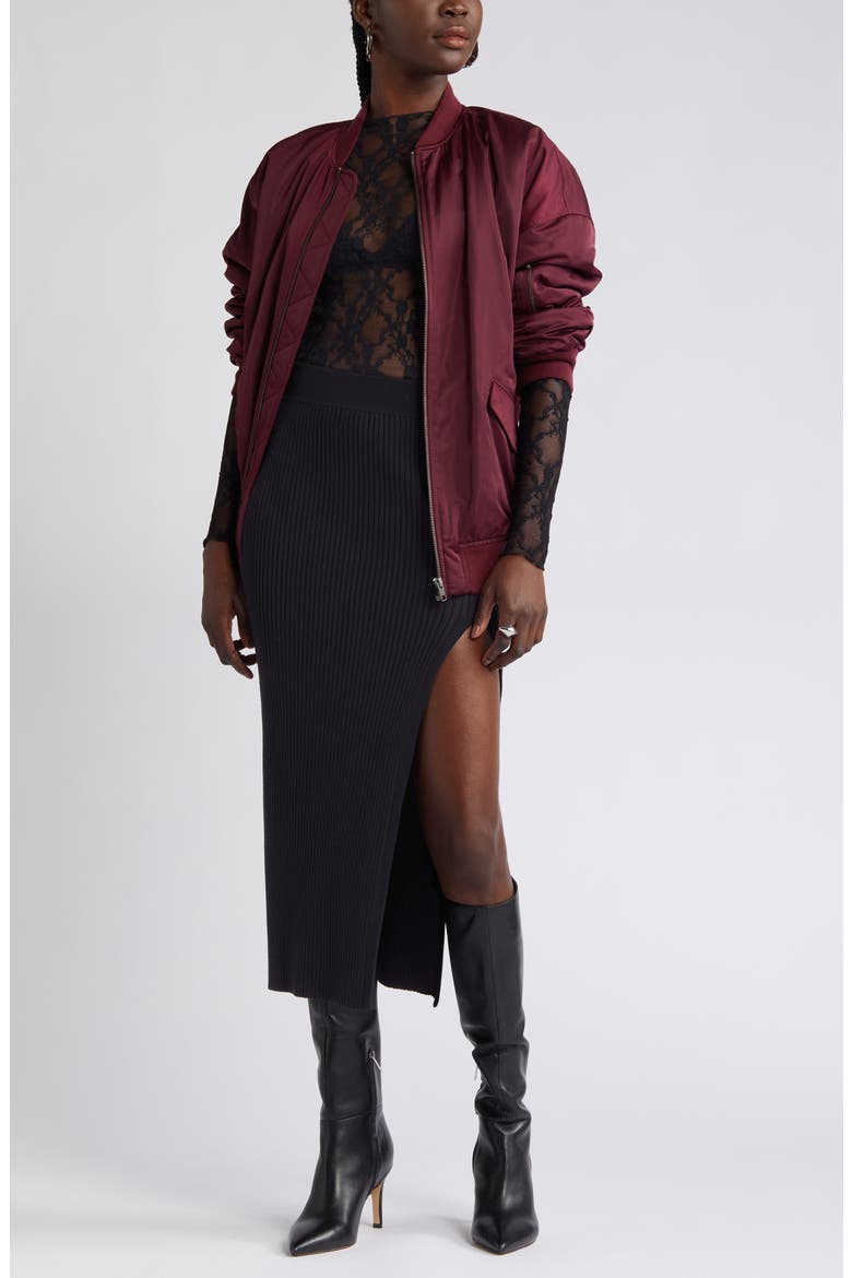 Rib Sweater Skirt, Alternate, color, BLACK