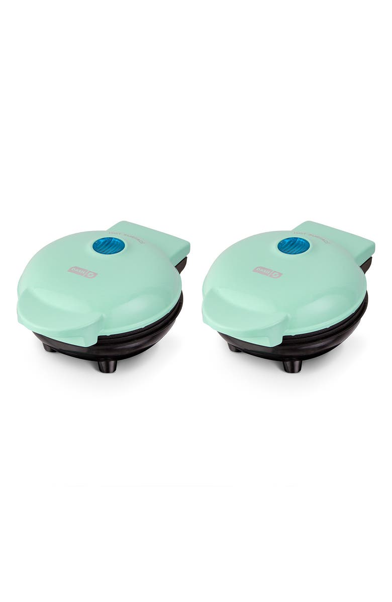 Dash 2-Pack Mini Waffle Makers, Alternate, color, Aqua