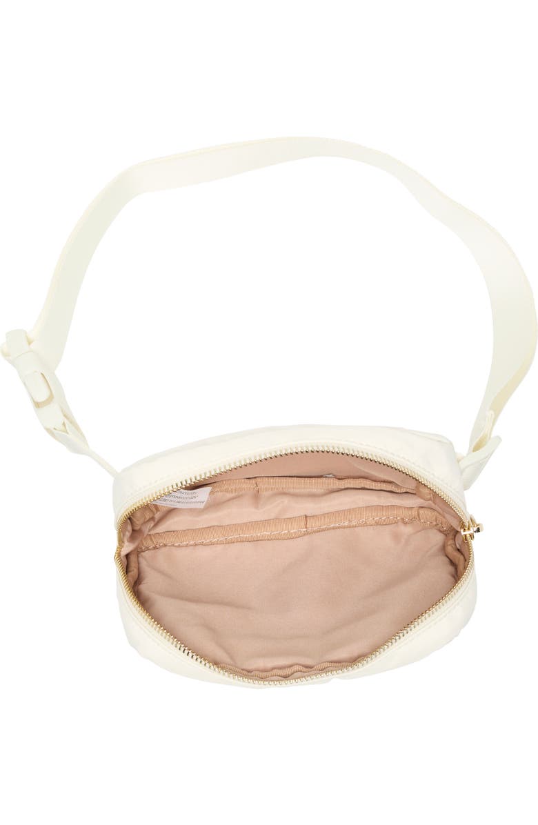 Madden Girl Quilted Belt Bag, Alternate, color, Cream