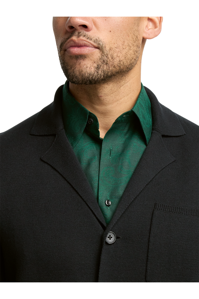 Cotton Notch Lapel Cardigan Sweater, Alternate, color, Black