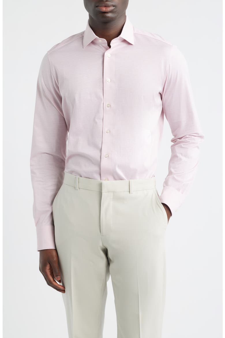 Modern Fit Jacquard Cotton Knit Dress Shirt, Main, color, LIGHT PASTEL PINK