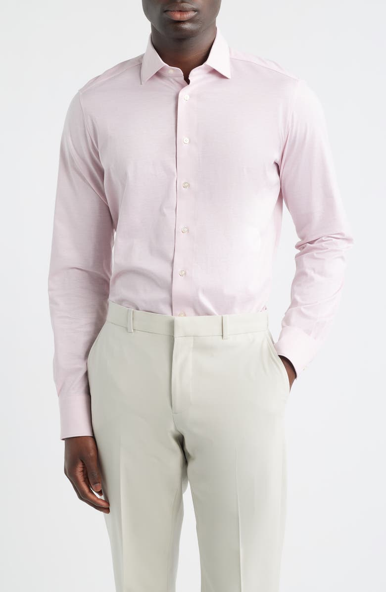 Emanuel Berg Modern Fit Jacquard Cotton Knit Dress Shirt, Main, color, Light Pastel Pink