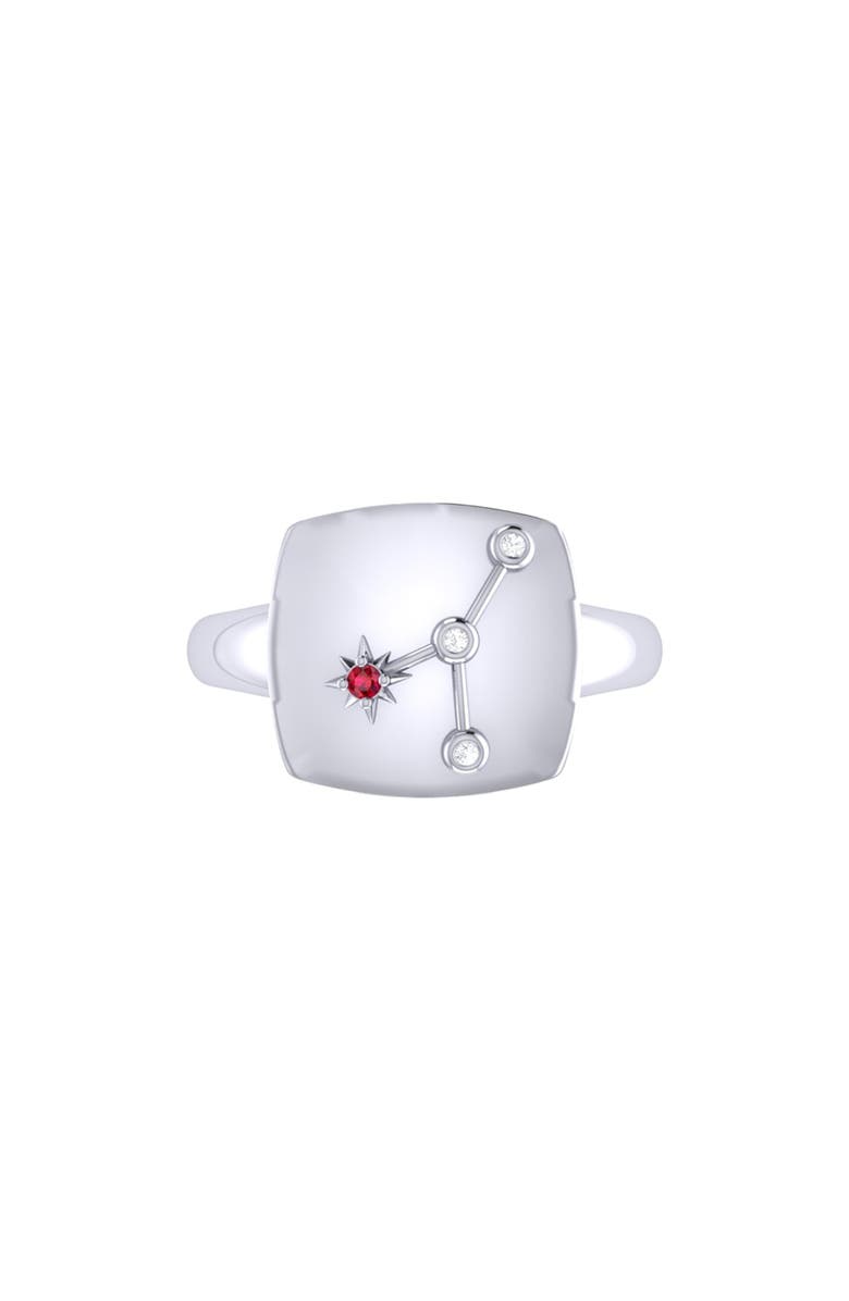 LuvMyJewelry Cancer Ruby & Diamond Signet Ring in Sterling Silver, Alternate, color, 