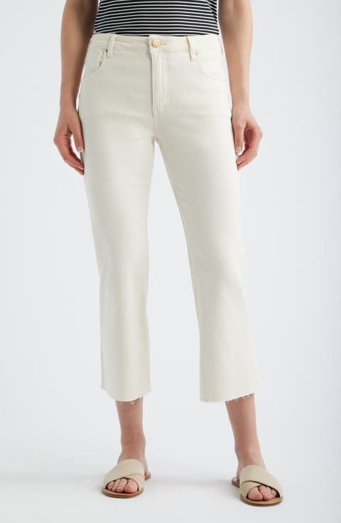 Kelsey Fab Ab High Waist Ankle Flare Jeans (Ecru) (Petite)