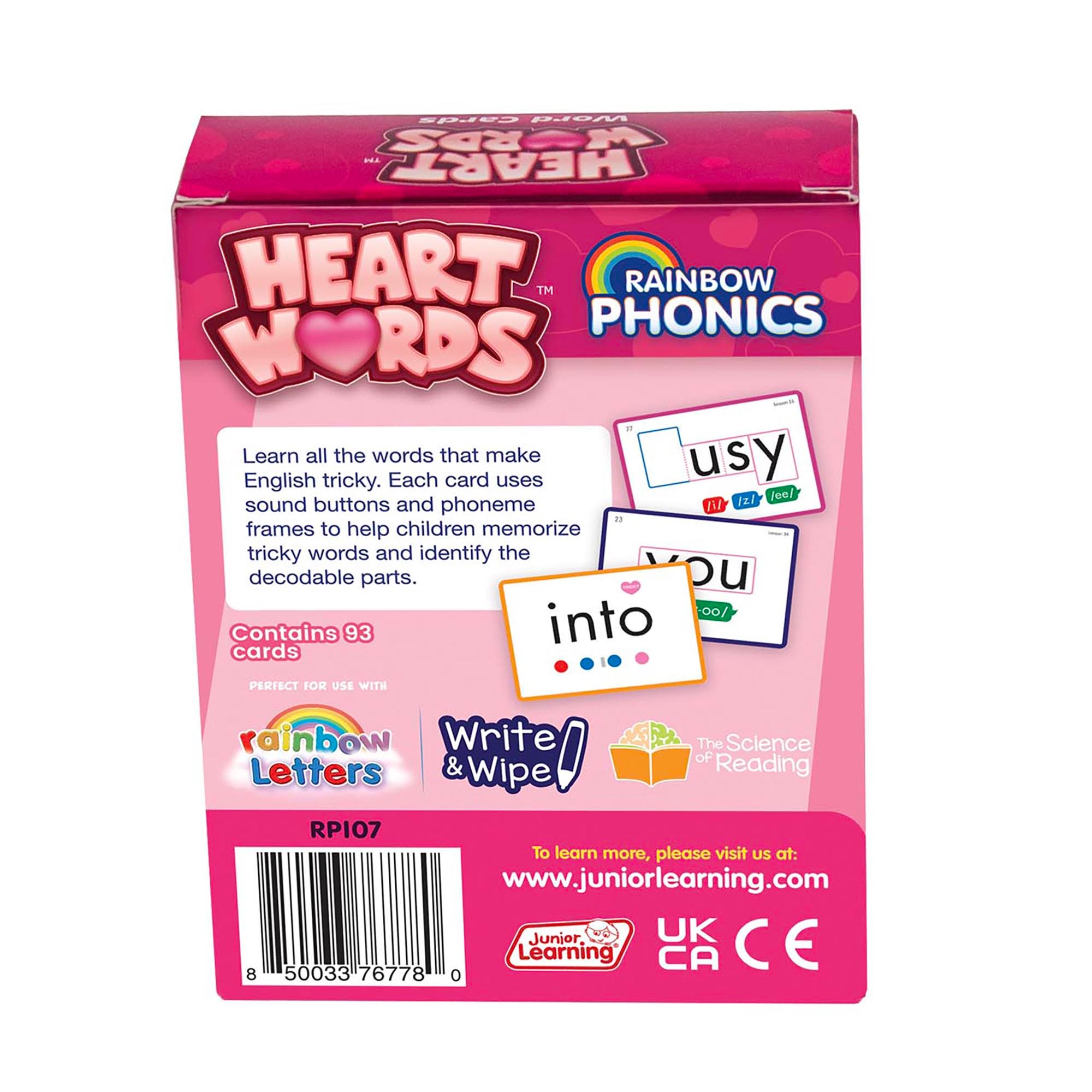 Junior Learning Rainbow Phonics Heart Word Flash Cards | Nordstrom