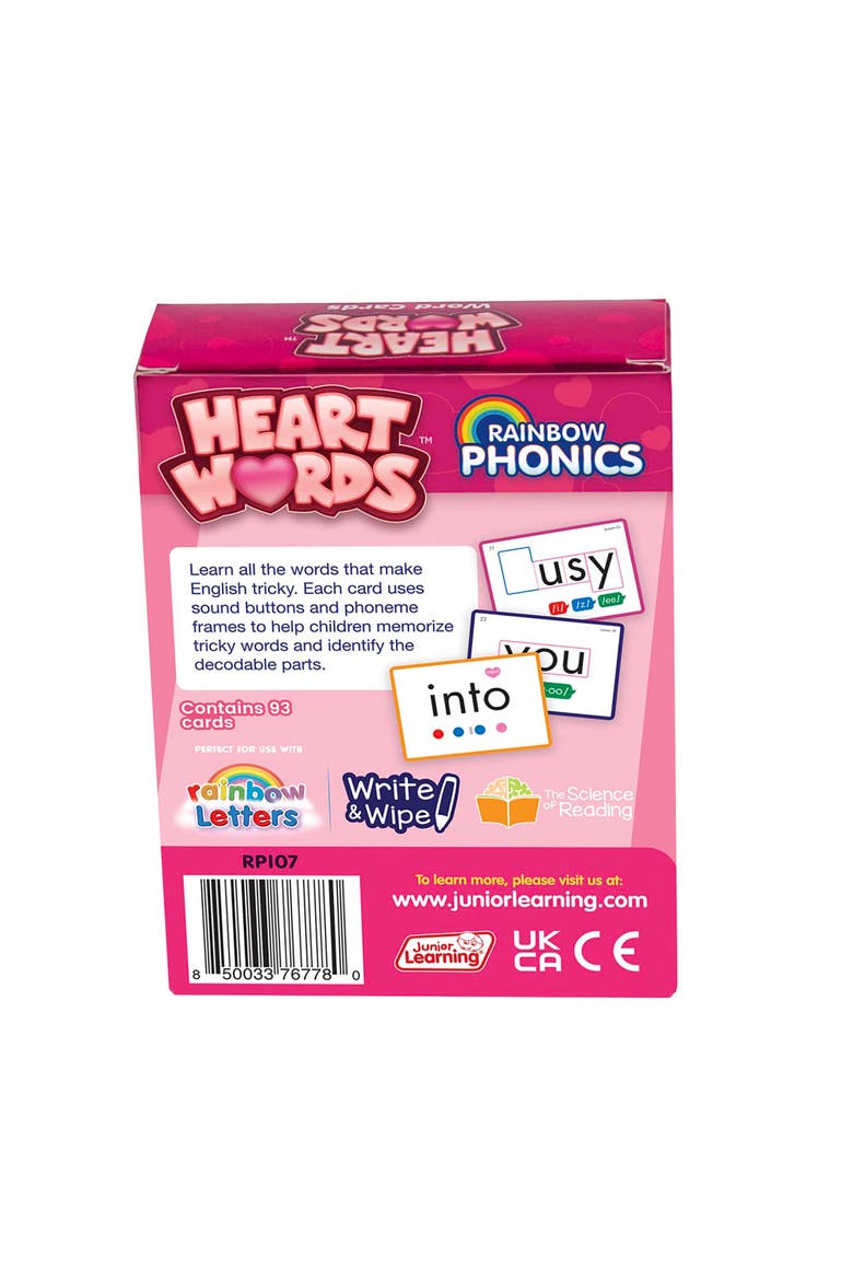 Rainbow Phonics Heart Word Flash Cards, Alternate, color, Multicolored
