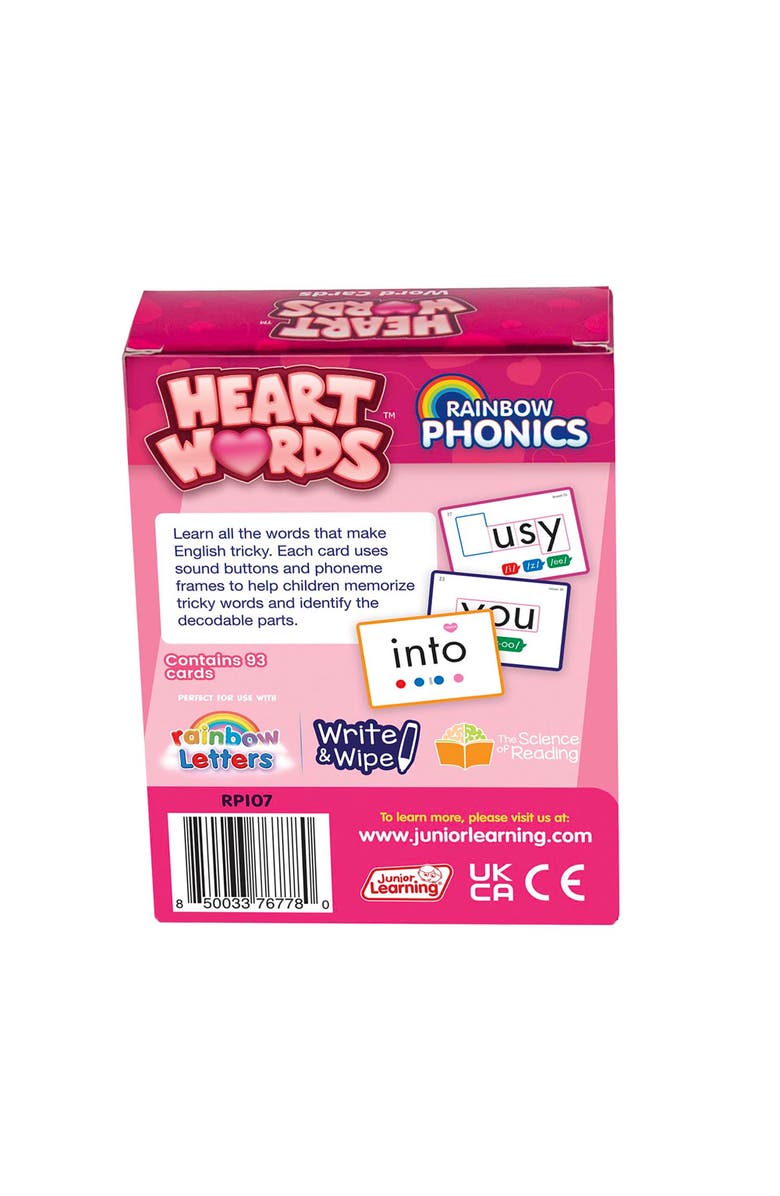 Junior Learning Rainbow Phonics Heart Word Flash Cards, Alternate, color, Multicolored