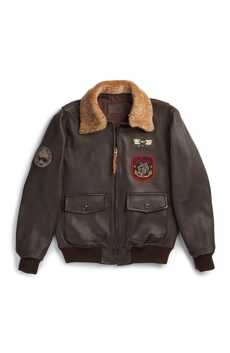 Last Wolf DENALI FLIGHT LEATHER JACKET, Main, color, Brown