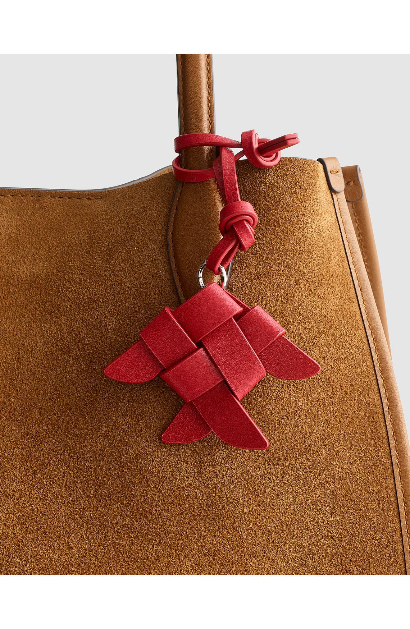 Madewell Woven Fish Leather Bag Charm, Alternate, color, Scarlet