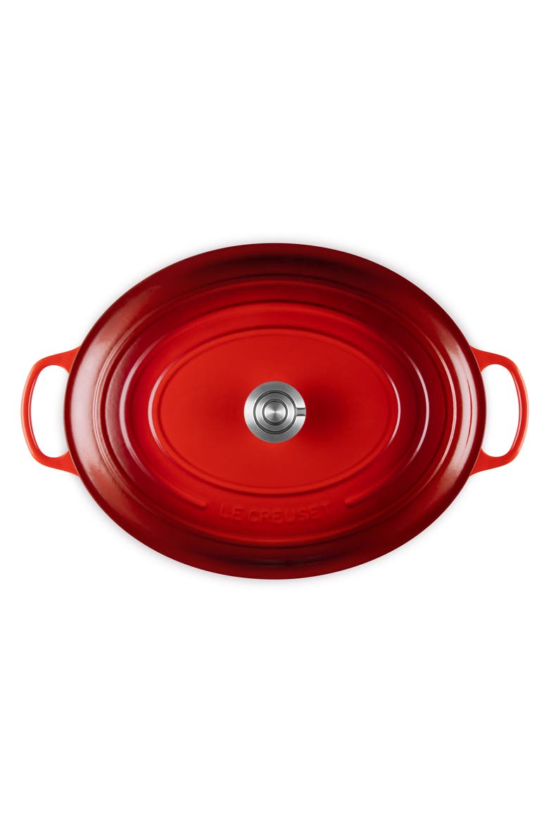 Oval Enameled Cast Iron Dutch Oven, Alternate, color, CERISE