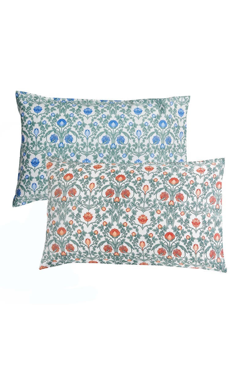 MELANGE HOME Floral Cotton Pillowcase Set, Alternate, color, Orange