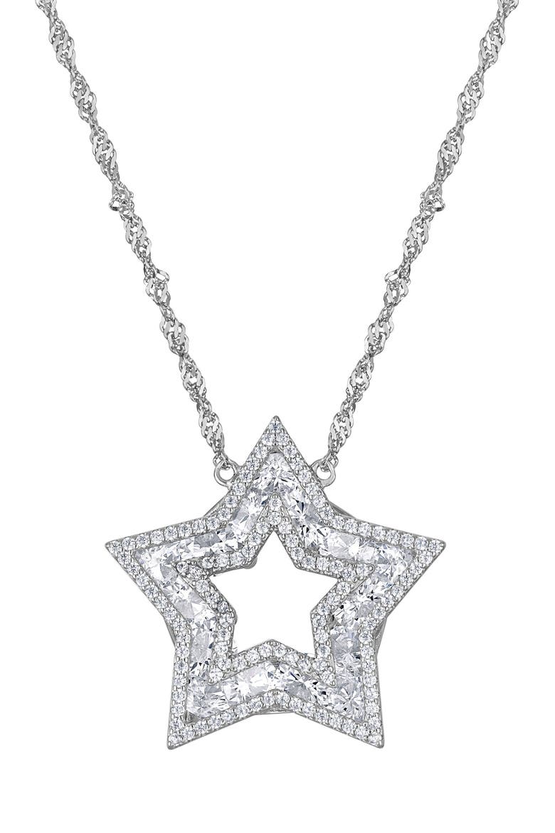 Star Cubic Zirconia Pendant Necklace, Main, color, WHITE
