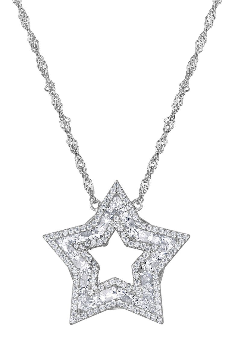 FZN Star Cubic Zirconia Pendant Necklace, Main, color, White