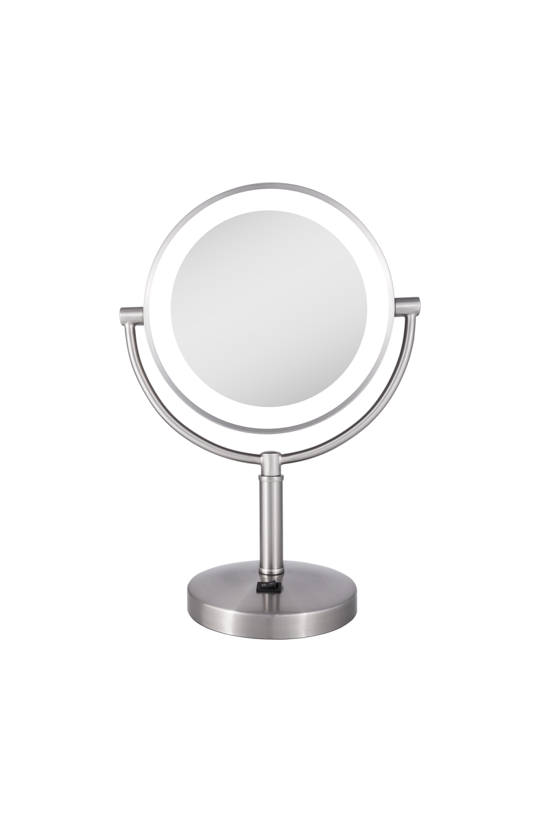 Zadro Laguna Lighted Makeup Mirror with 5X/1X Magnifications, Main, color, Satin Nickel