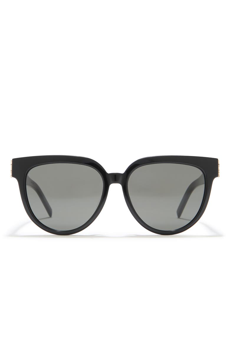 Saint Laurent 55mm Cat Eye Sunglasses, Main, color, Black Black Grey/Gry