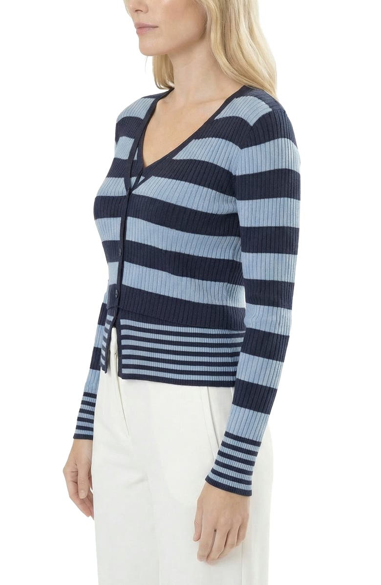 AREA STARS Striped Long Sleeve Knit Top, Alternate, color, Light Blue Navy