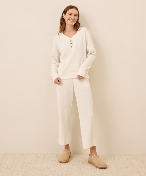 Pact Thermal Waffle Henley Pullover In White