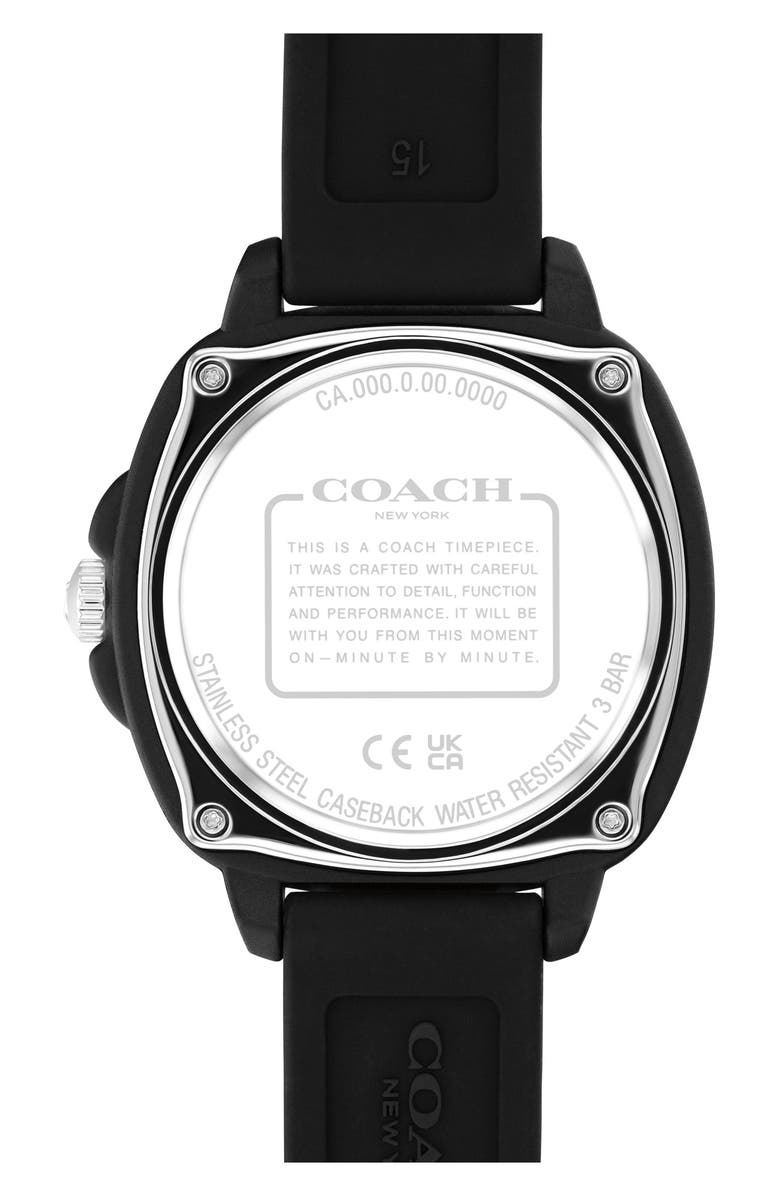COACH Kitt Silicone Strap Watch, 35.4mm, Alternate, color, Black