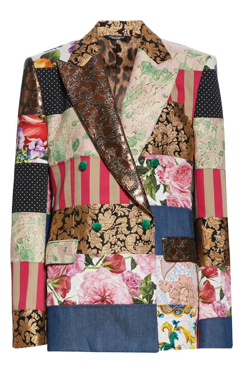 Dolce&Gabbana Patchwork Double Breasted Jacket, Main, color,