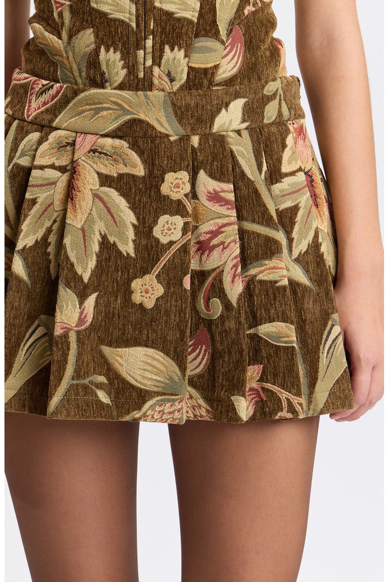 Floral Brocade Pleated Skort, Alternate, color, BROWN FLORAL MULTI