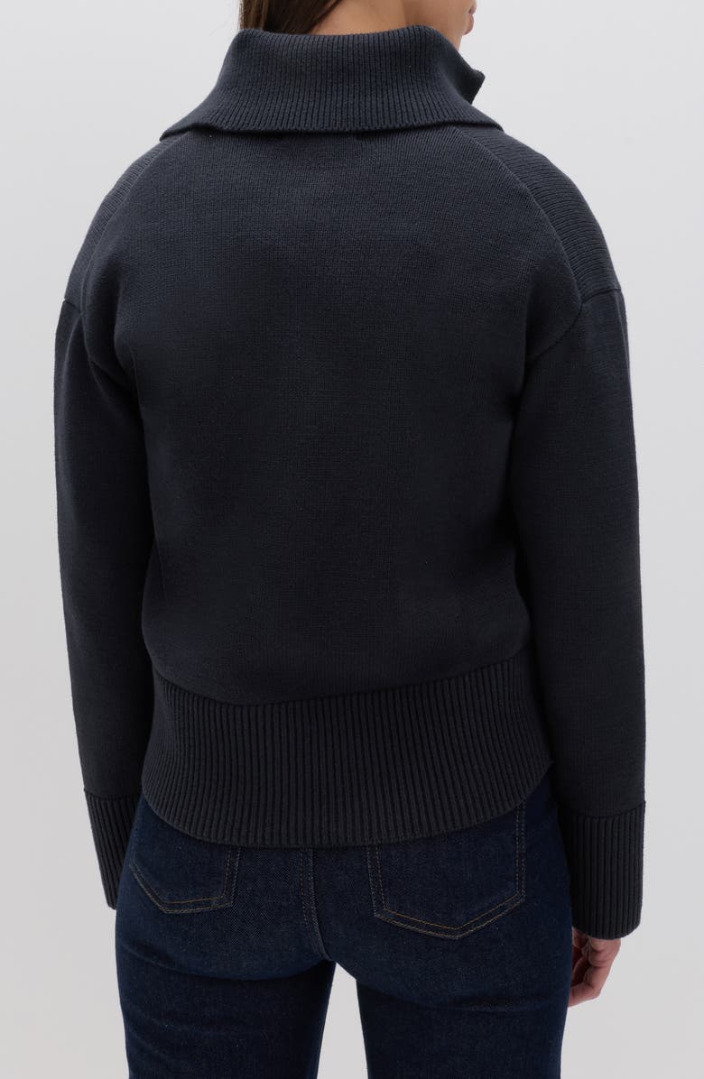 M&S Point Collar Knit Cotton & Wool Blend Jacket, Alternate, color, Midnight Navy Blue