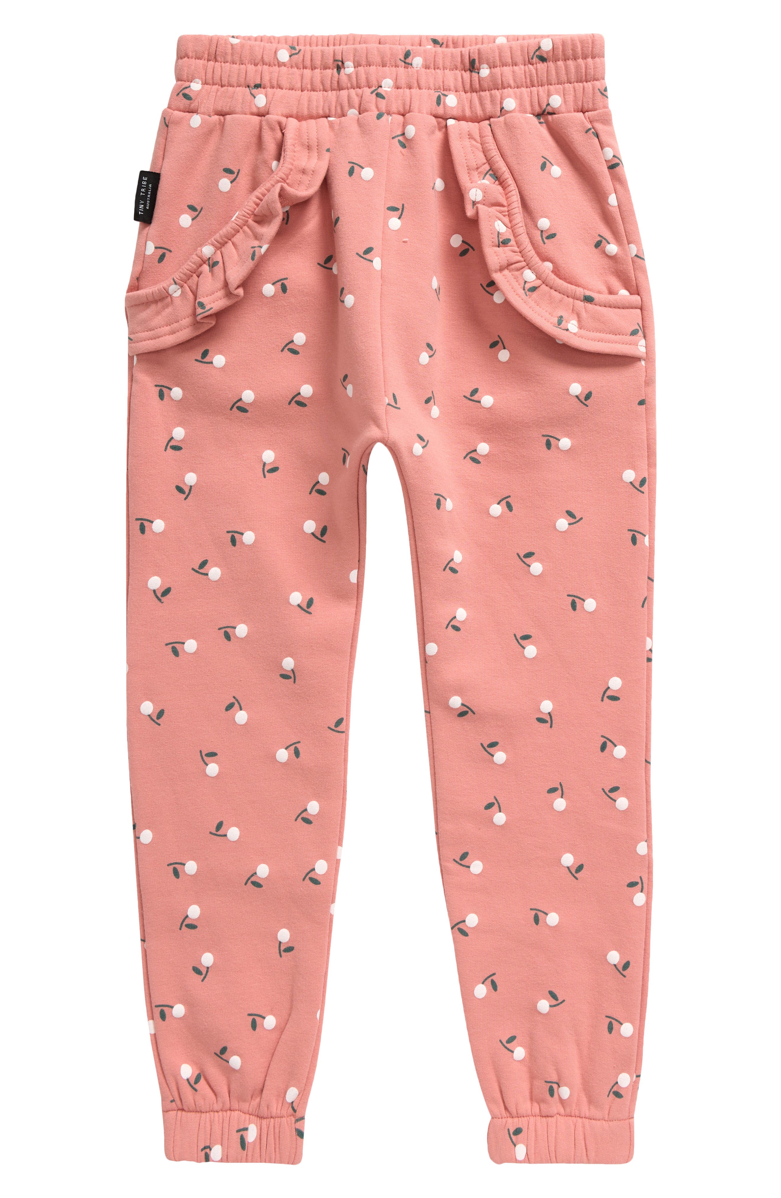 TINY TRIBE Kids' Fruit Print Ruffle Accent Cotton Sweatpants (Women ...