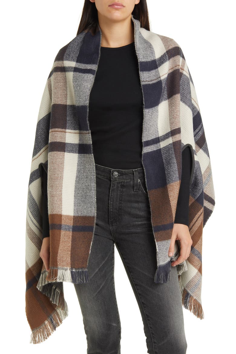 Plaid Convertible Scarf, Main, color, BEIGE PLAID COMBO