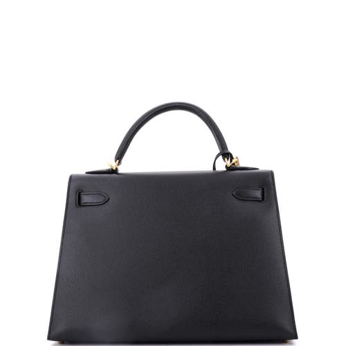 Pre-owned Hermes  Hermes Kelly Handbag Black Epsom With Gold Hardware 32 In Black
