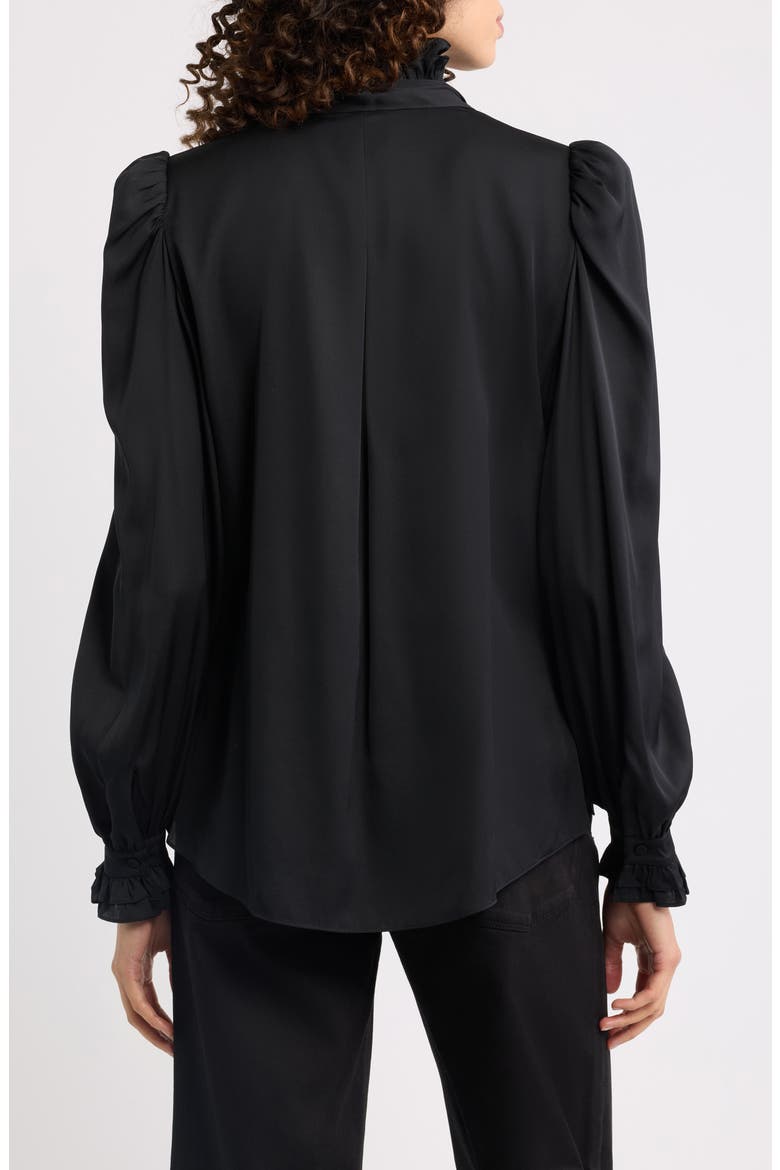 North Tie Neck Silk Blend Blouse, Alternate, color, BLACK