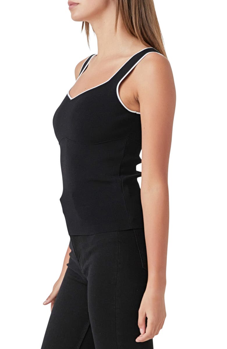 Endless Rose Rib Sweater Tank, Alternate, color, Black/ White