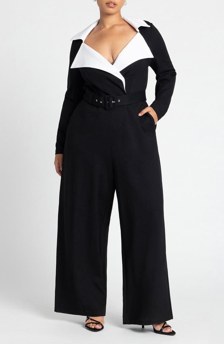 ELOQUII Long Sleeve Tuxedo Jumpsuit, Main, color, 