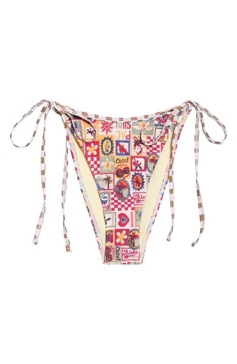 PacSun Jasper High Cut Side Tie Bikini Bottoms, Alternate, color, Beige Multi
