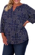 Lucky Brand Bandana Print Cotton Blend Top