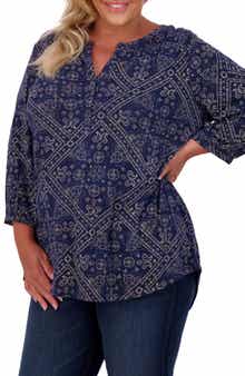 Lucky Brand Bandana Print Cotton Blend Top