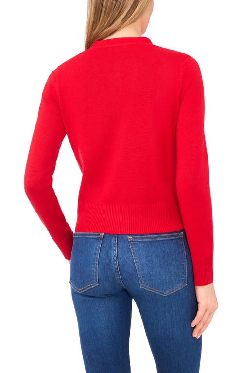 Cece Tie Neck Cardigan In Red