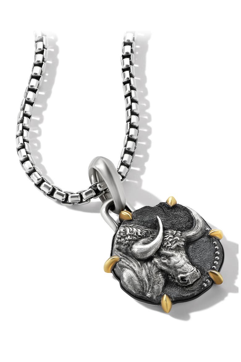 Zodiac Amulet Pendant, Alternate, color, SILVER-TAURUS