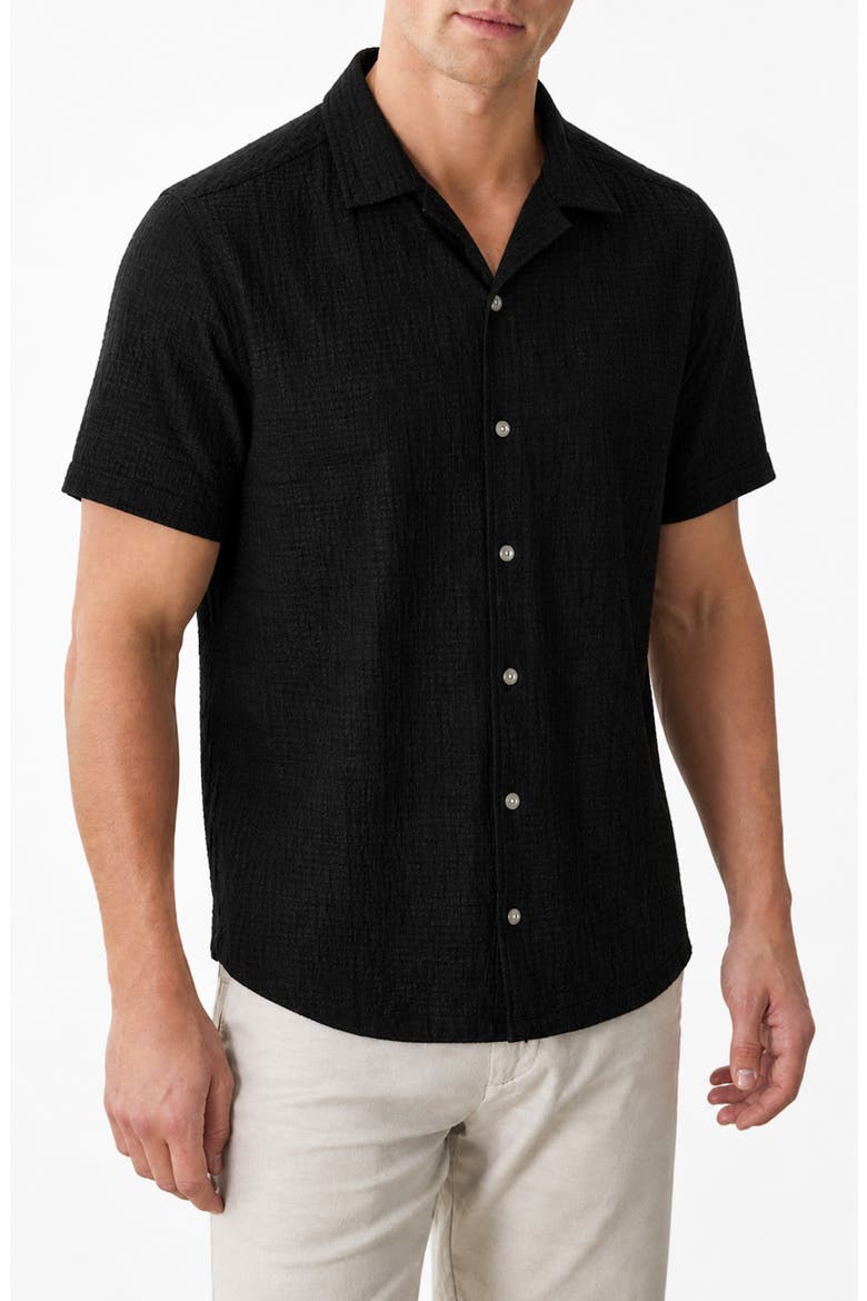Vaerik Textured Camp Shirt, Main, color, BLACK