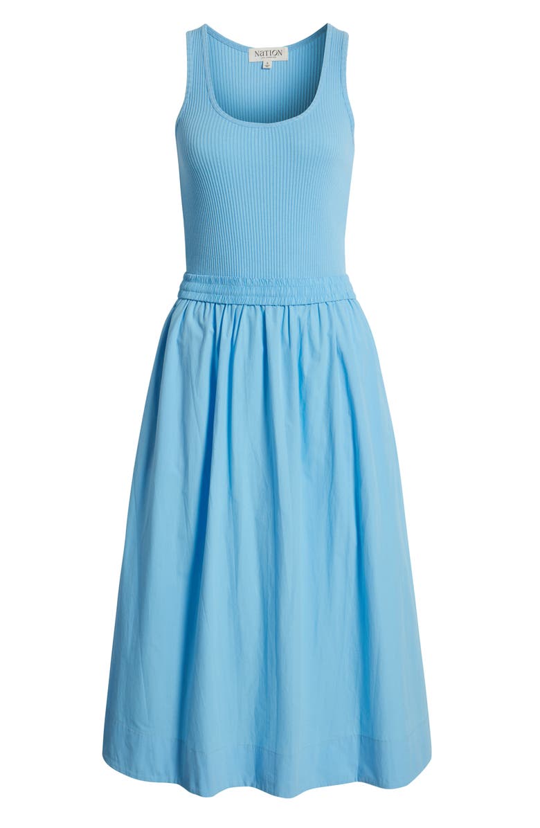 Nation LTD Sadelle Mixed Media Midi Dress, Alternate, color, Day Dream