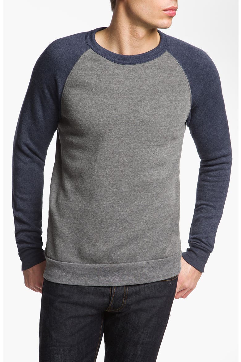'The Champ' Trim Fit Colorblock Sweatshirt, Main, color, ECO GREY / ECO TRUE NAVY