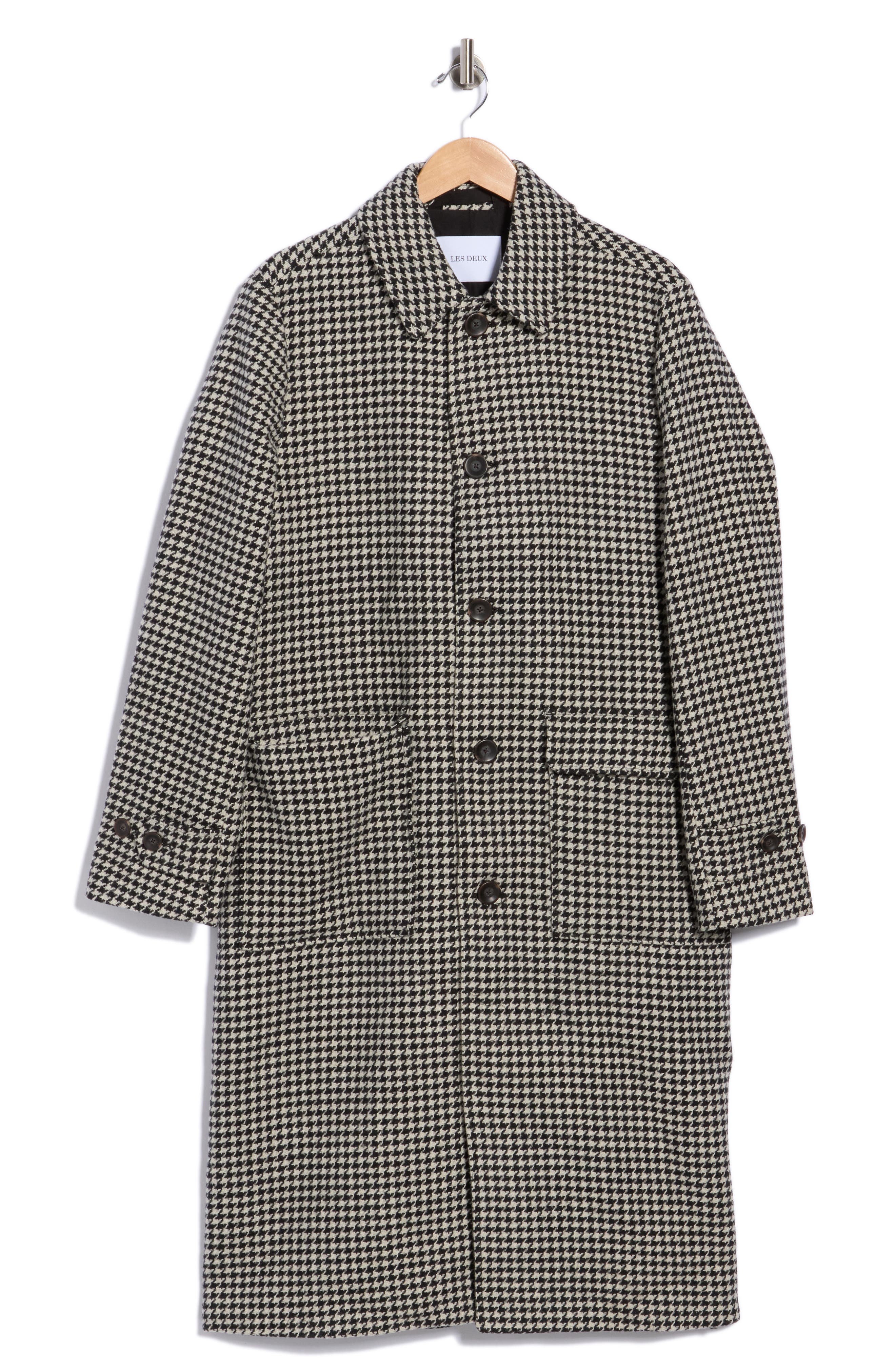 Maximilian Houndstooth Wool Blend Coat