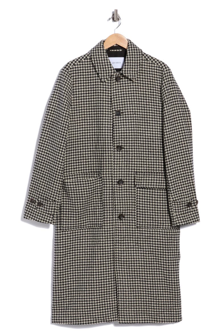 Maximilian Houndstooth Wool Blend Coat, Main, color, LIGHT DESERT SAND/ BLACK