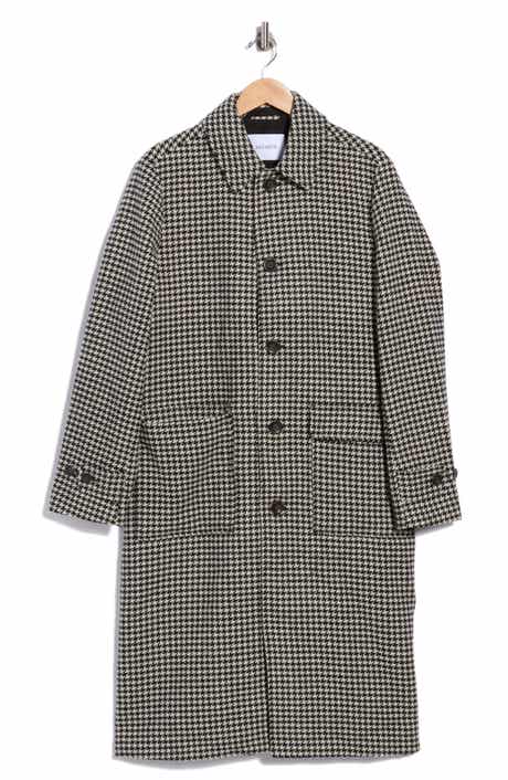 Maximilian Houndstooth Wool Blend Coat