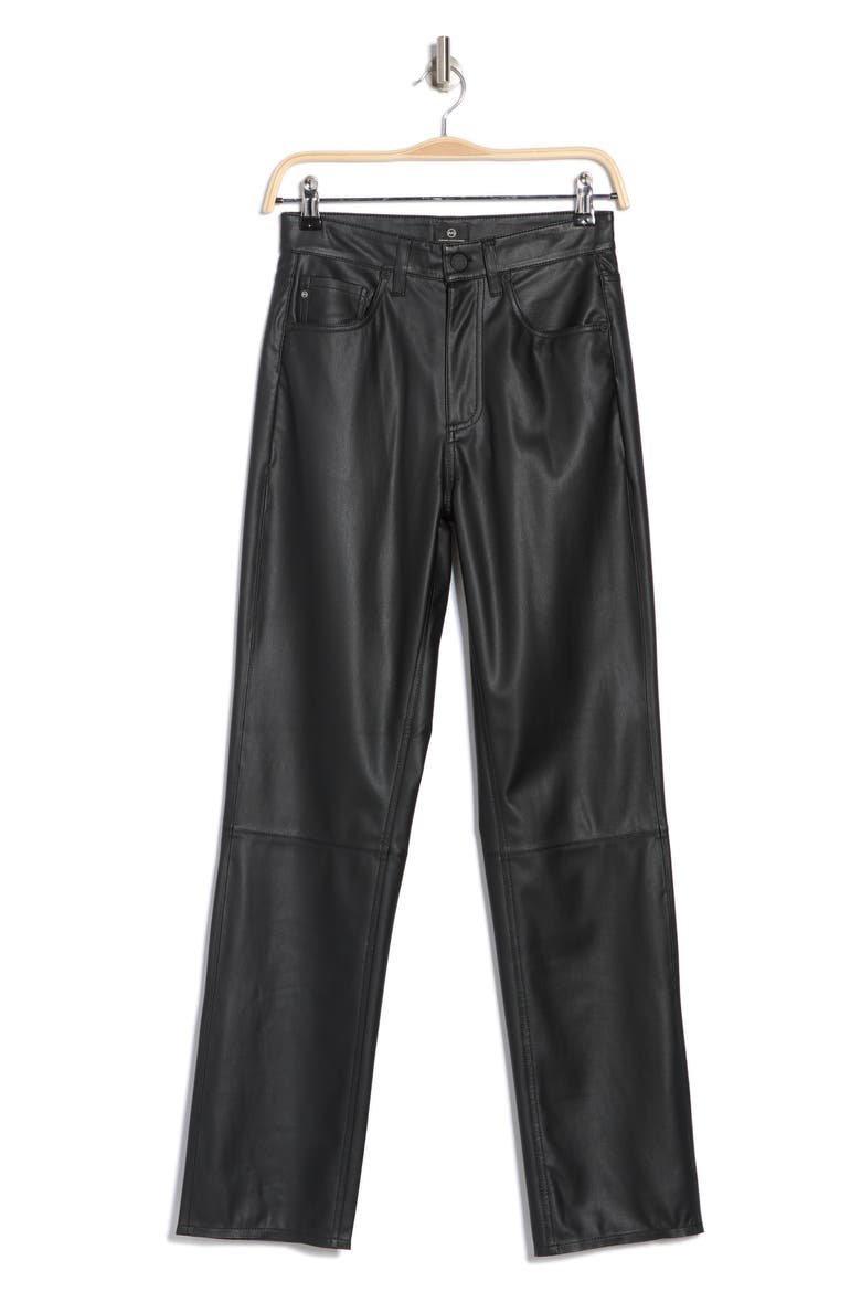 Alexxis High Waist Faux Leather Straight Leg Pants, Alternate, color, SUPER BLACK