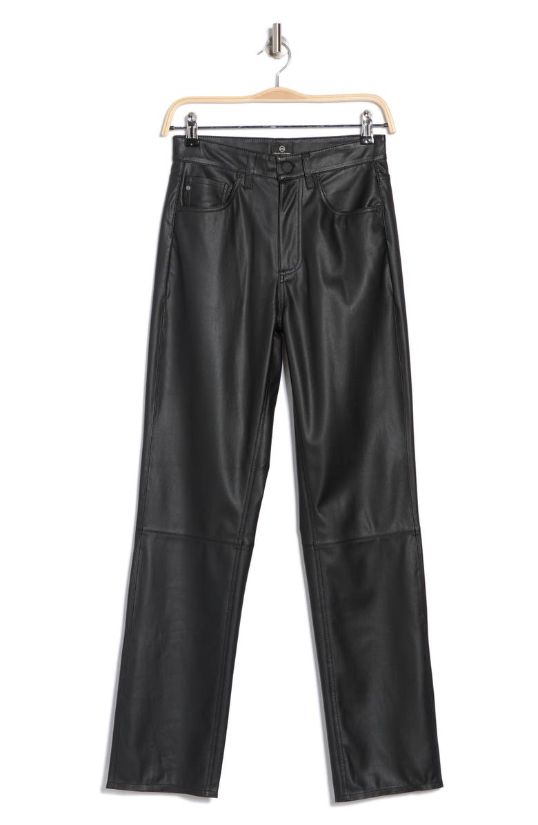 AG Alexxis High Waist Faux Leather Straight Leg Pants, Alternate, color, Super Black