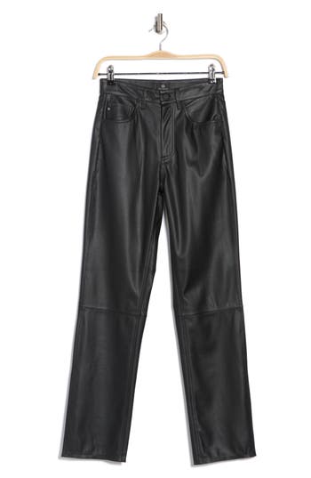Shop Ag Alexxis High Waist Faux Leather Straight Leg Pants In Super Black